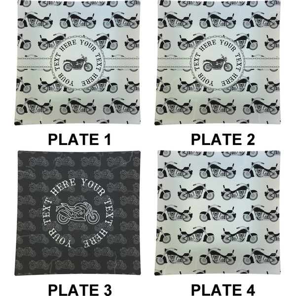 Motorcycle Set of Square Dinner Plates (Approval)