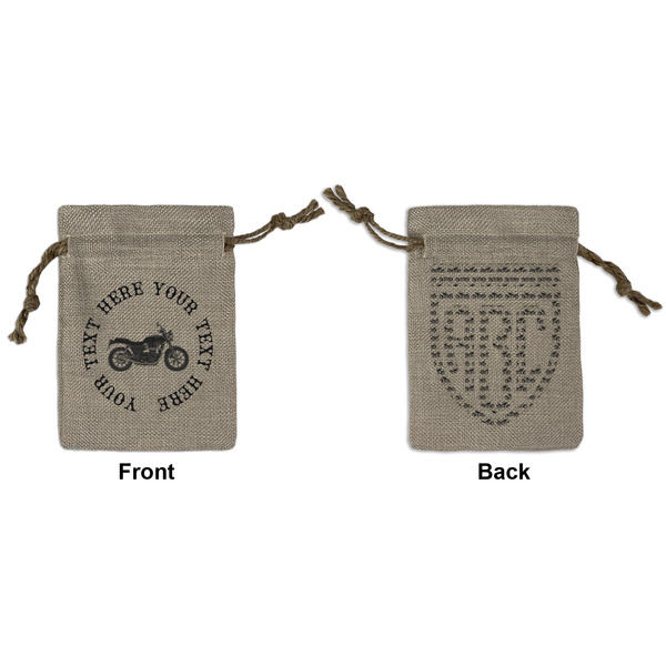 Custom Motorcycle Small Burlap Gift Bag - Front & Back (Personalized)