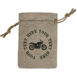Motorcycle Small Burlap Gift Bag - Front (Personalized)