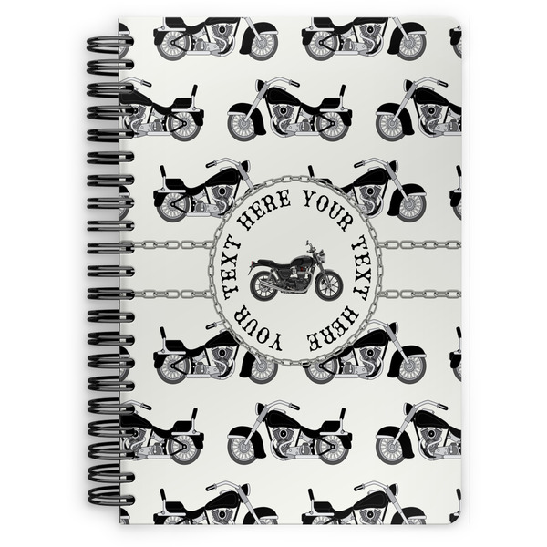 Custom Motorcycle Spiral Notebook - 7x10 w/ Name or Text