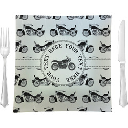 Motorcycle 9.5" Glass Square Lunch / Dinner Plate- Single or Set of 4 (Personalized)
