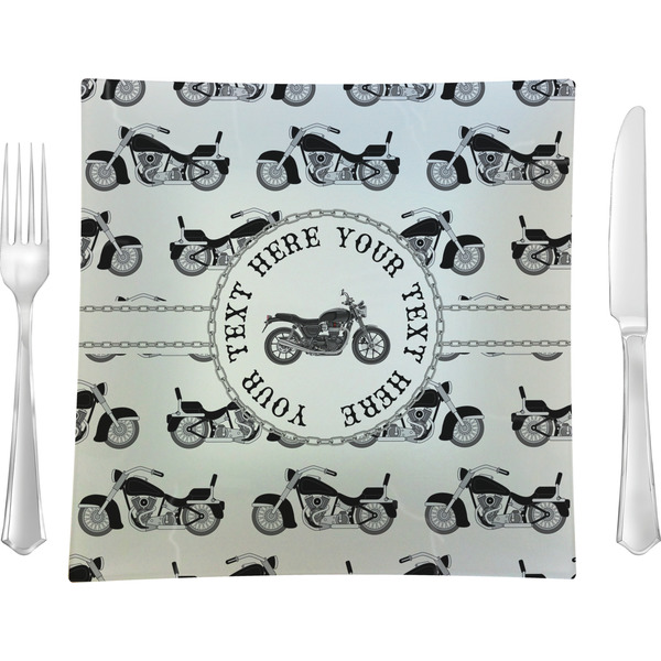 Custom Motorcycle 9.5" Glass Square Lunch / Dinner Plate- Single or Set of 4 (Personalized)