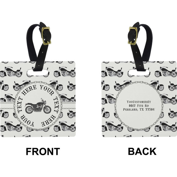 Motorcycle Square Luggage Tag (Front + Back)