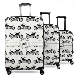 Motorcycle 3 Piece Luggage Set - 20" Carry On, 24" Medium Checked, 28" Large Checked (Personalized)