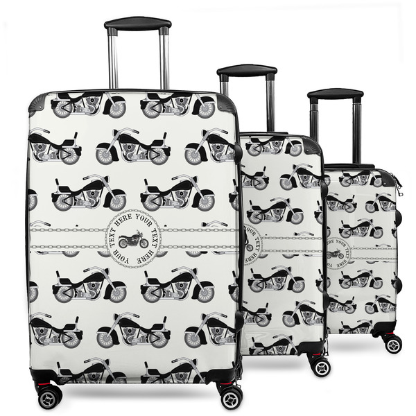 Custom Motorcycle 3 Piece Luggage Set - 20" Carry On, 24" Medium Checked, 28" Large Checked (Personalized)