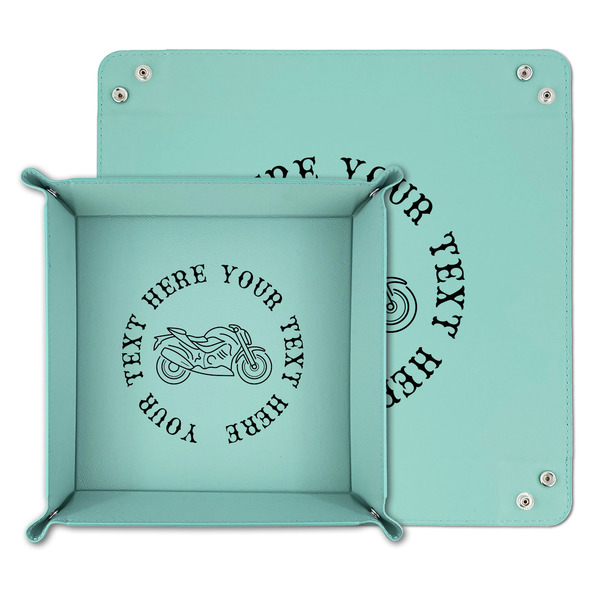Motorcycle Teal Faux Leather Valet Trays - PARENT MAIN