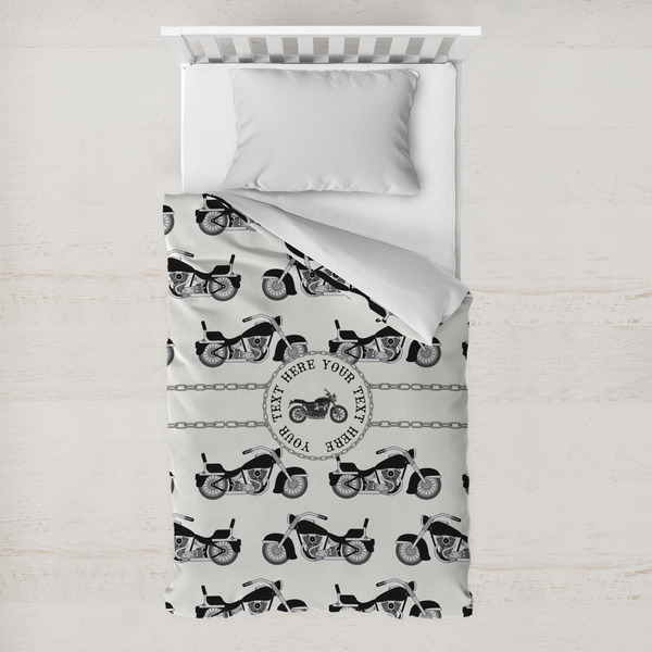 Custom Motorcycle Toddler Duvet Cover w/ Name or Text