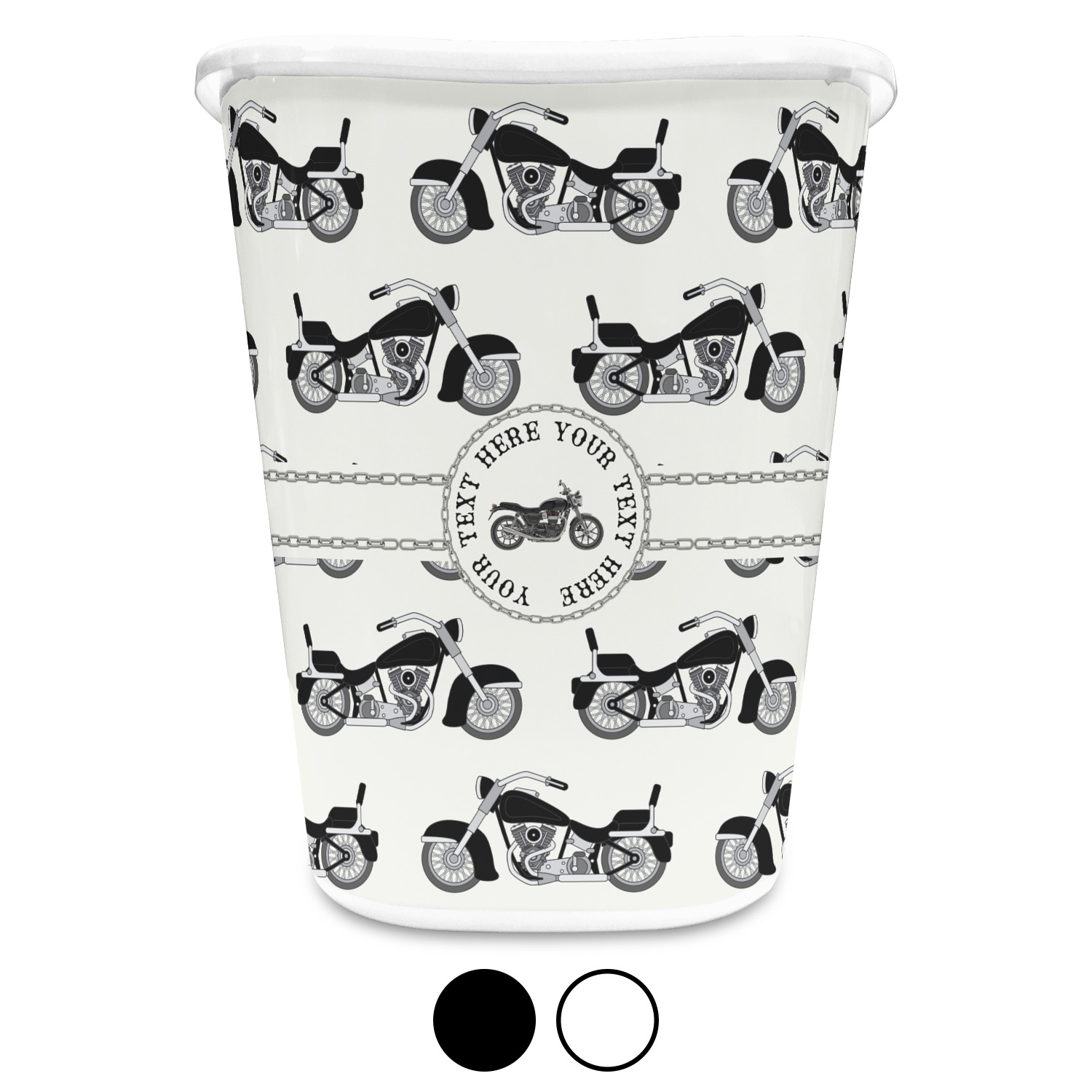 Motorcycle Waste Basket Single Sided (Black) (Personalized