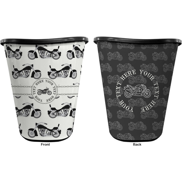 Motorcycle Trash Can Black - Front and Back - Apvl
