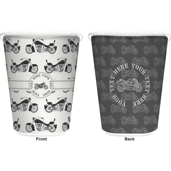 Motorcycle Trash Can White - Front and Back - Apvl