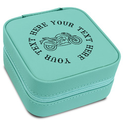 Motorcycle Travel Jewelry Box - Teal Leather (Personalized)