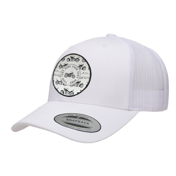 Custom Motorcycle Trucker Hat - White (Personalized)