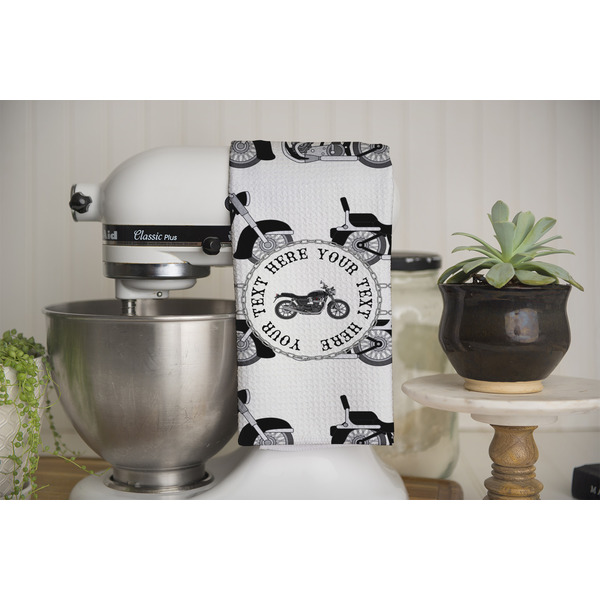 Motorcycle Waffle Weave Towel - Full Color Print - Lifestyle Image