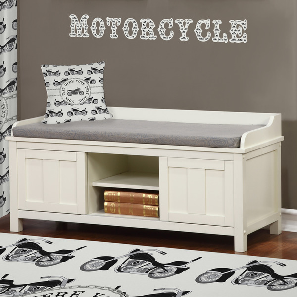 Motorcycle Wall Name Decal Above Storage bench