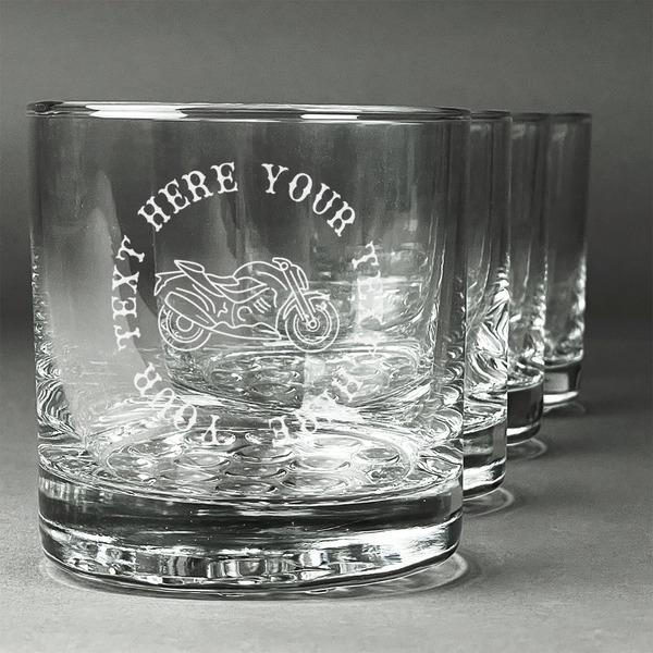 Custom Motorcycle Whiskey Glasses (Set of 4) (Personalized)
