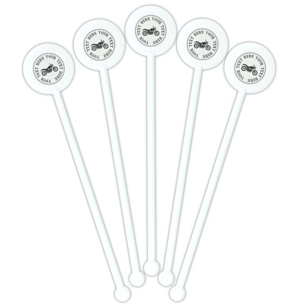 Motorcycle White Plastic 5.5" Stir Stick - Fan View