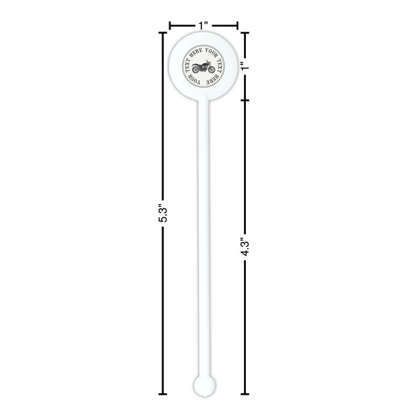 Motorcycle White Plastic 5.5" Stir Stick - Round - Dimensions
