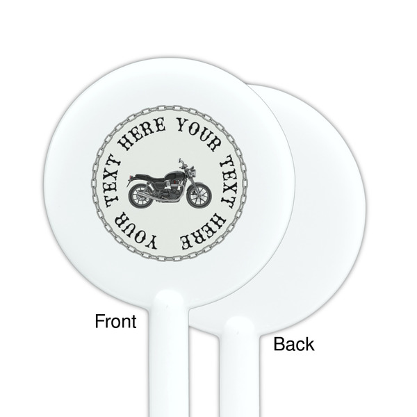 Motorcycle White Plastic 5.5" Stir Stick - Single Sided - Round - Front & Back