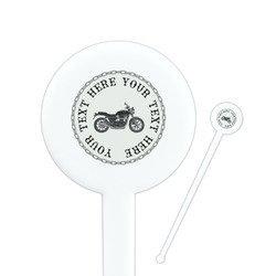 Motorcycle 7" Round Plastic Stir Sticks - White - Single Sided (Personalized)