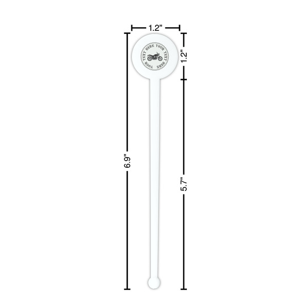 Motorcycle White Plastic 7" Stir Stick - Round - Dimensions