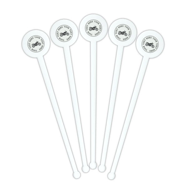 Motorcycle White Plastic 7" Stir Stick - Round - Fan View