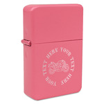 Motorcycle Windproof Lighter - Pink - Single Sided (Personalized)