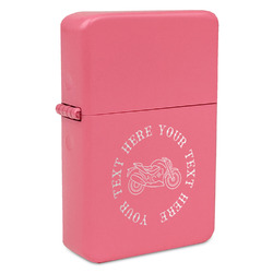 Motorcycle Windproof Lighter - Pink - Single Sided & Lid Engraved (Personalized)