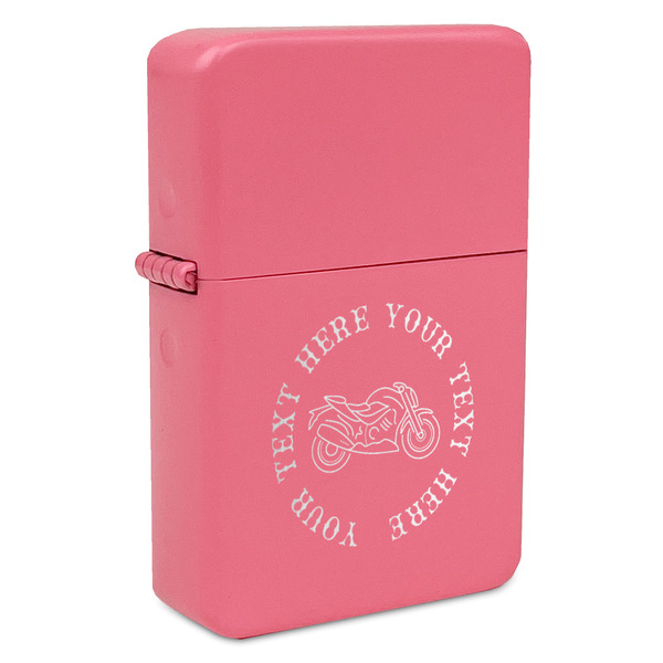 Custom Motorcycle Windproof Lighter - Pink - Single Sided (Personalized)