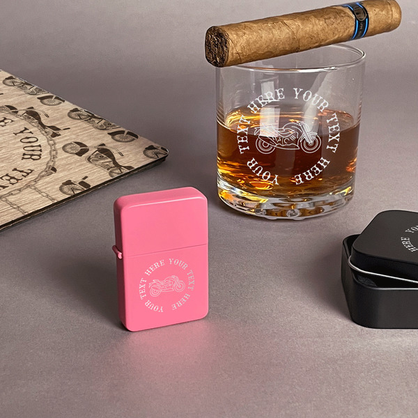 Motorcycle Windproof Lighters - Pink - In Context