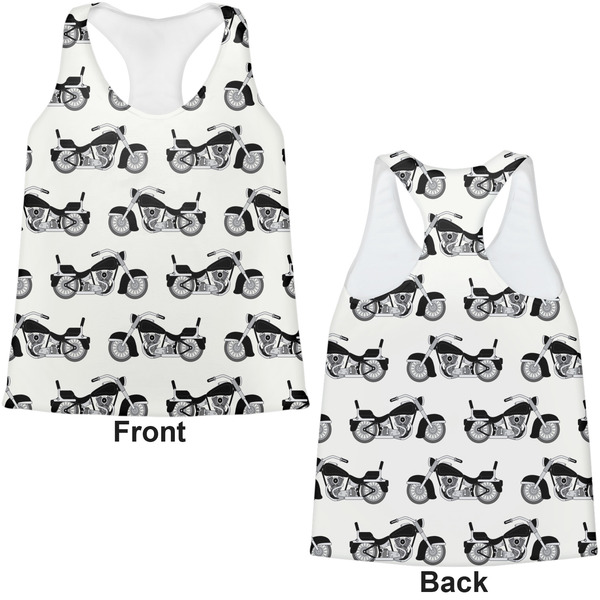 Motorcycle Womens Racerback Tank Tops - Medium - Front and Back