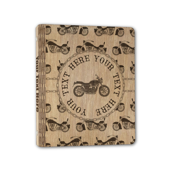 Custom Motorcycle Wood 3-Ring Binder - 1" Half-Letter Size (Personalized)