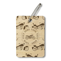 Motorcycle Wood Luggage Tag - Rectangle (Personalized)