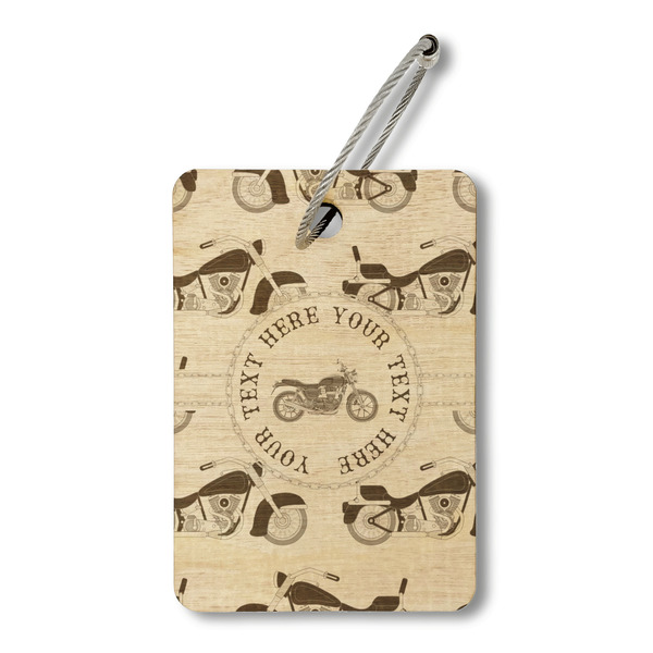 Custom Motorcycle Wood Luggage Tag - Rectangle (Personalized)