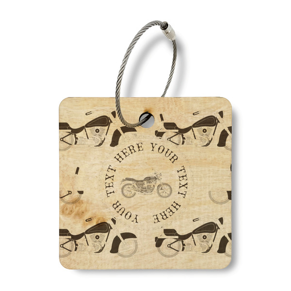 Custom Motorcycle Wood Luggage Tag - Square (Personalized)
