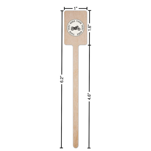 Motorcycle Wooden 6.25" Stir Stick - Rectangular - Dimensions