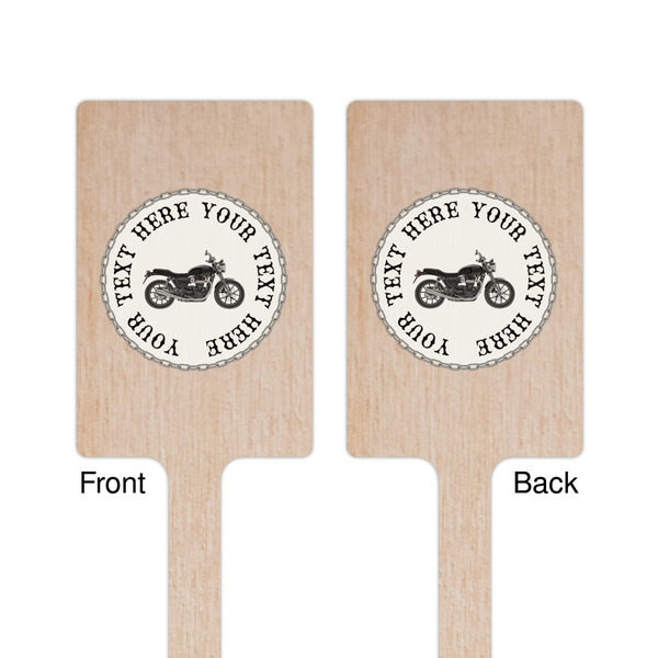 Motorcycle Wooden 6.25" Stir Stick - Rectangular - Double Sided - Front & Back