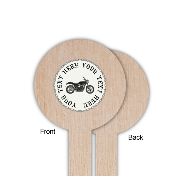 Motorcycle Wooden 6" Food Pick - Round - Single Sided - Front & Back