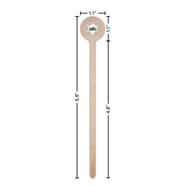 Motorcycle Wooden 6" Stir Stick - Round - Dimensions