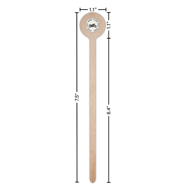 Motorcycle Wooden 7.5" Stir Stick - Round - Dimensions