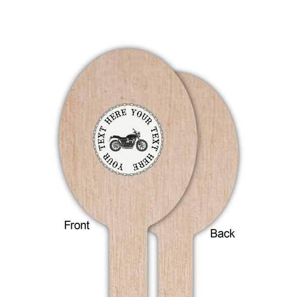Motorcycle Wooden Food Pick - Oval - Single Sided - Front & Back