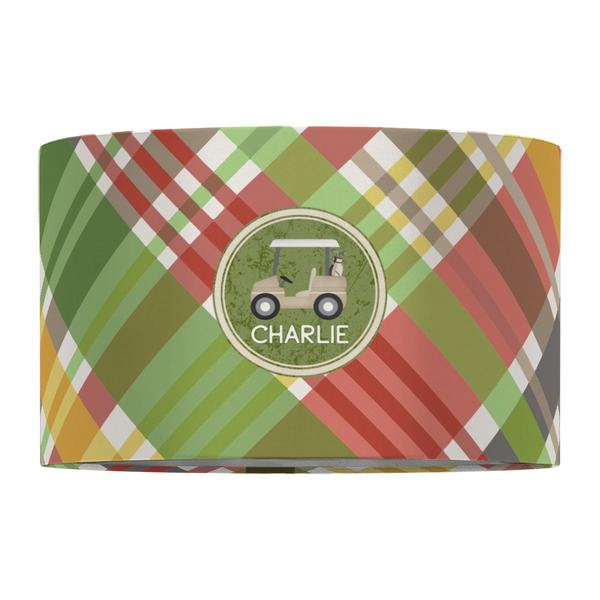 Golfer's Plaid 12" Drum Lampshade - FRONT (Fabric)