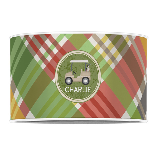Golfer's Plaid 12" Drum Lampshade - FRONT (Poly Film)