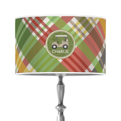 Golfer's Plaid 12" Drum Lamp Shade - Poly-film (Personalized)