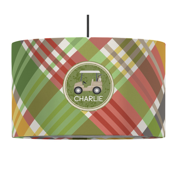 Custom Golfer's Plaid 12" Drum Pendant Lamp - Fabric (Personalized)