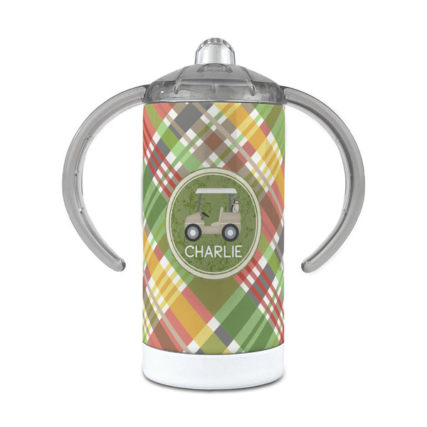 Custom Golfer's Plaid 12 oz Stainless Steel Sippy Cup (Personalized)