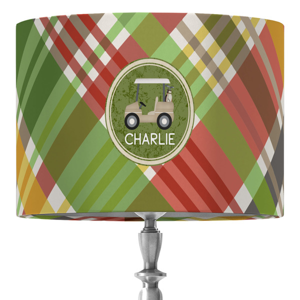 Custom Golfer's Plaid 16" Drum Lamp Shade - Fabric (Personalized)