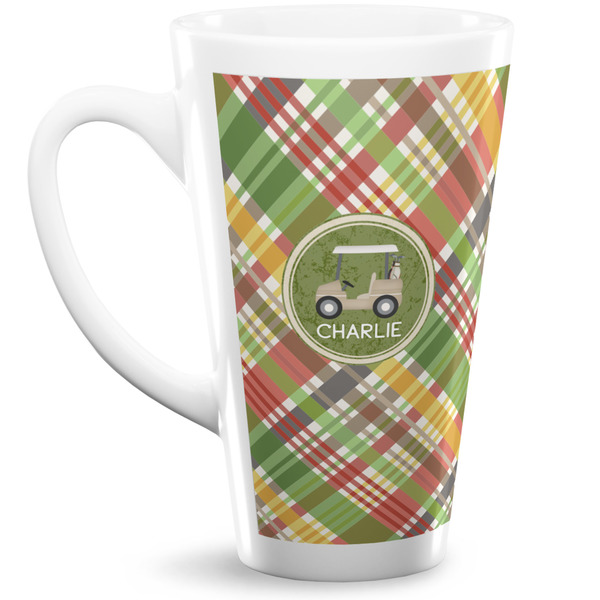 Custom Golfer's Plaid 16 Oz Latte Mug (Personalized)