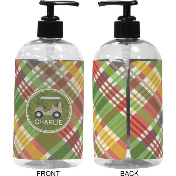Golfer's Plaid 16 oz Plastic Liquid Dispenser (Approval)