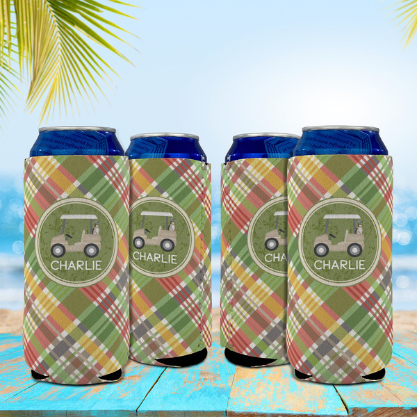 Golfer's Plaid 16oz Can Sleeve - Set of 4 - LIFESTYLE