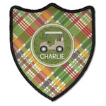 Golfer's Plaid Iron On Shield Patch B w/ Name or Text